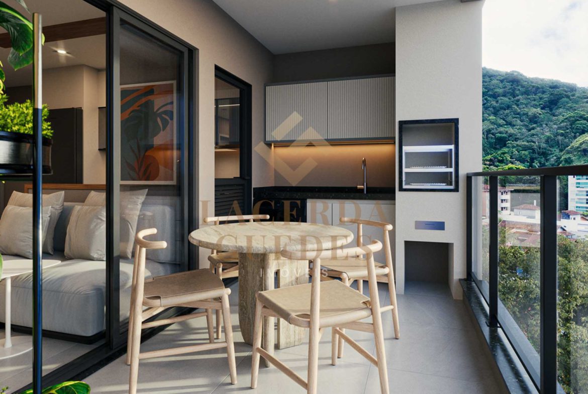 Perspectiva de varanda gourmet do Alpha Side Toninhas