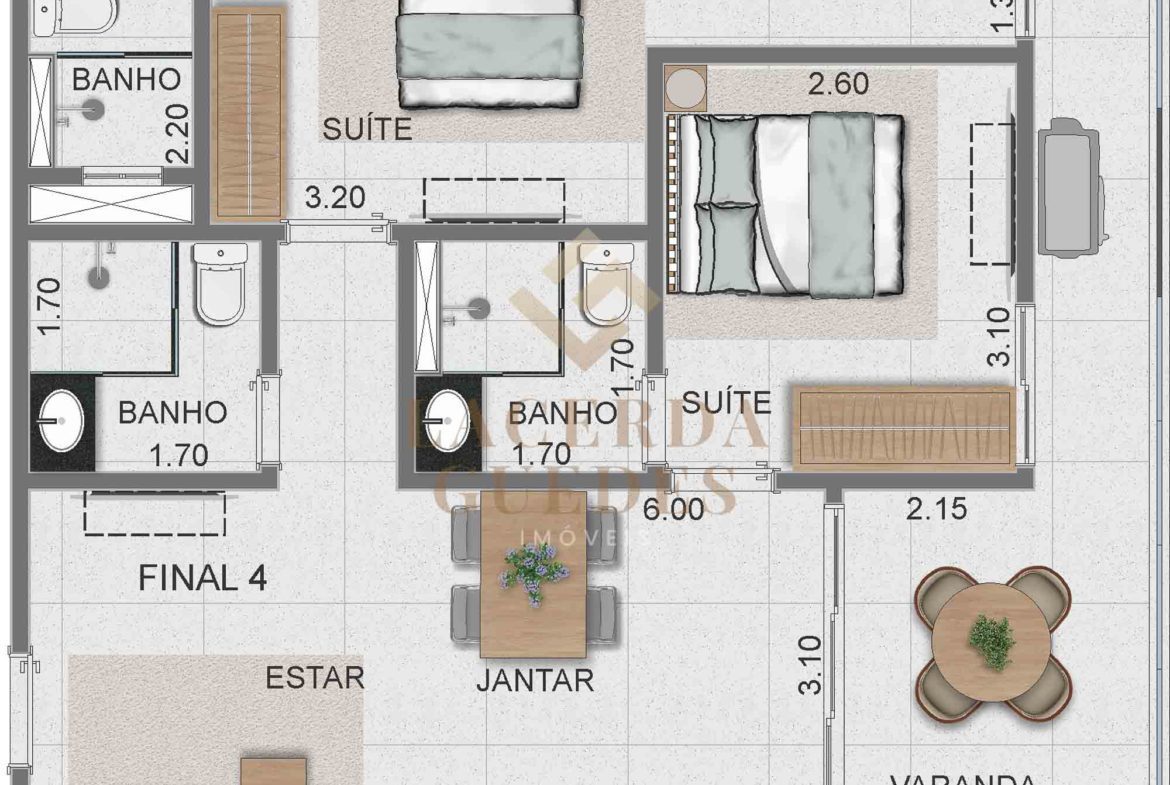 Planta de unidade do Alpha Side Toninhas