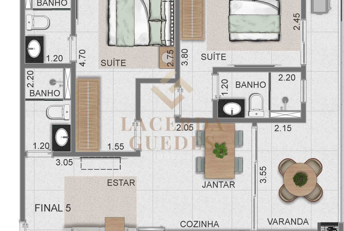 Planta de uma das configurações do Alpha Side