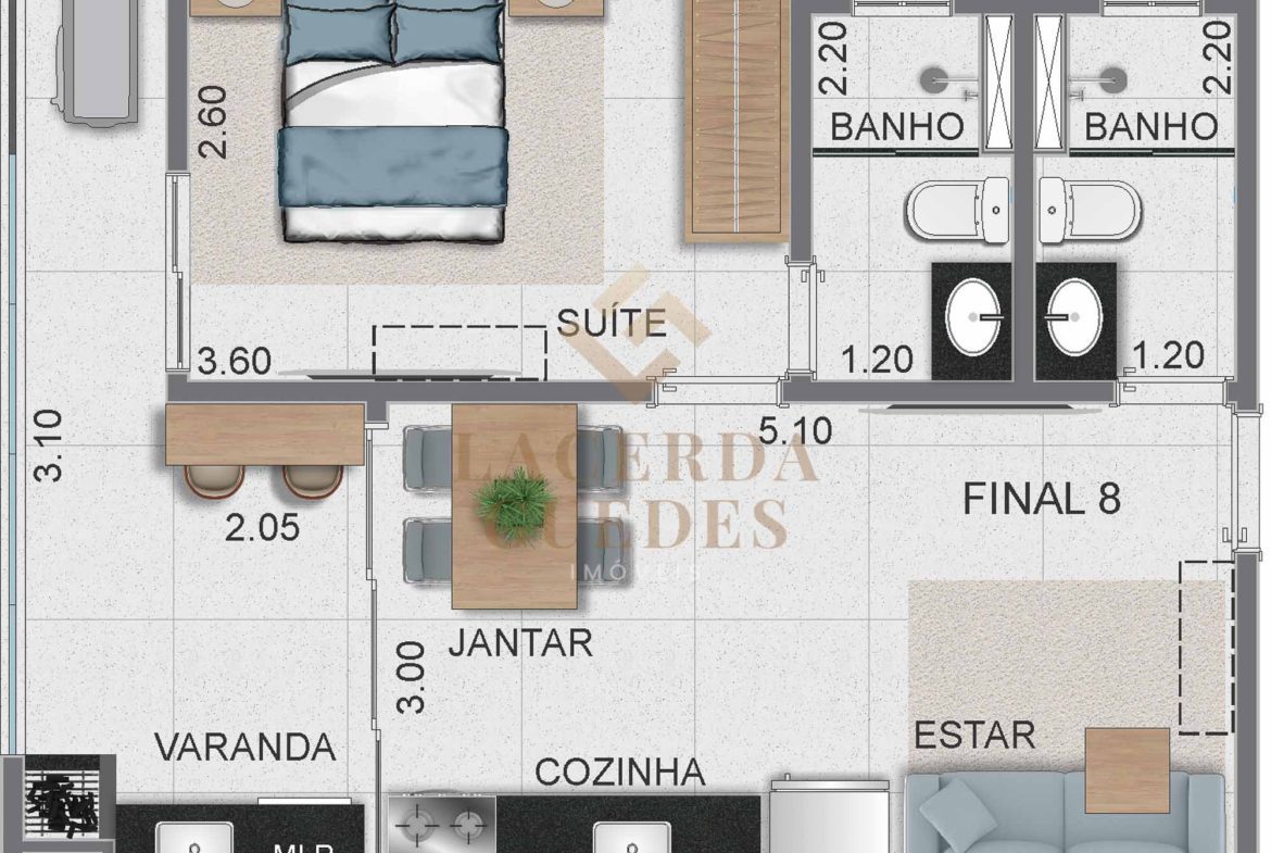 Planta de pavimento do Alpha Side Toninhas
