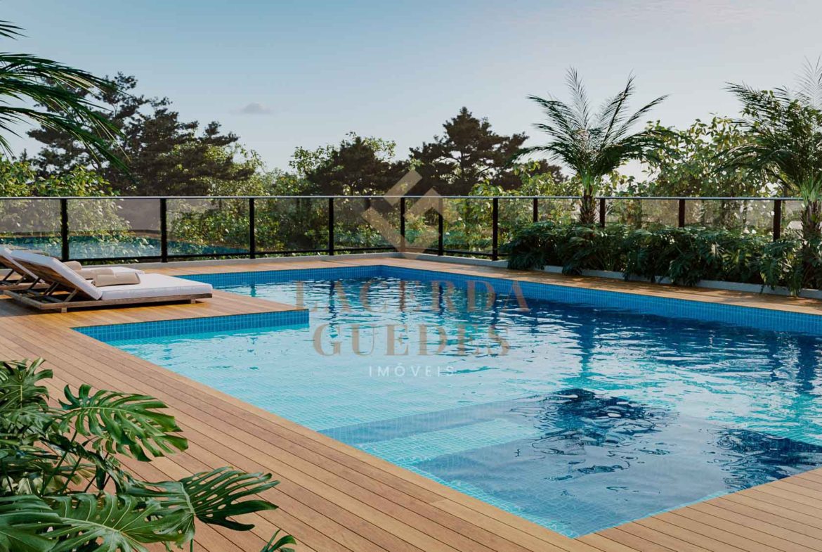 Perspectiva da piscina do Kawakubo Residencial