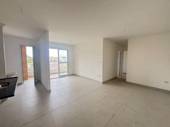 Sala do apartamento novo de 70 m² no Itaguá