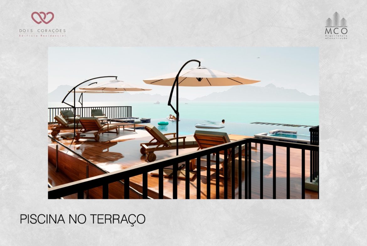 Piscina no rooftop com vista para o mar