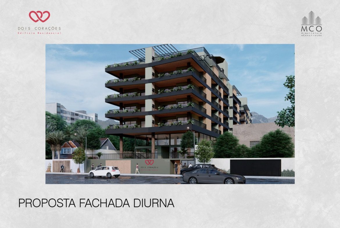 Perspectiva da fachada do Residencial Dois Corações