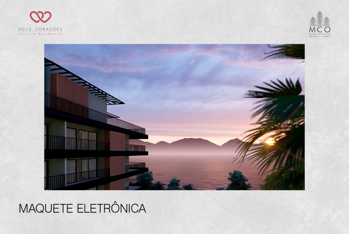 Perspectiva do Residencial Dois Corações frente ao mar