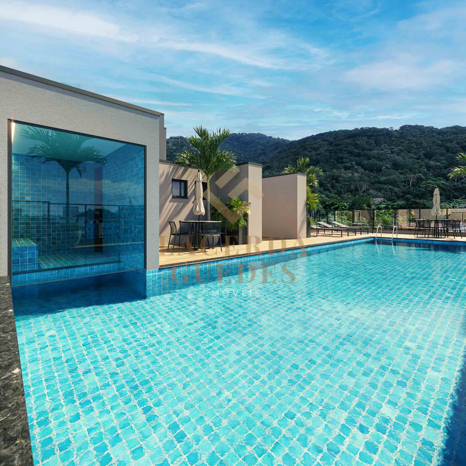 alpha-side-toninhas-ubatuba-5 Perspectiva da piscina do empreendimento nas Toninhas