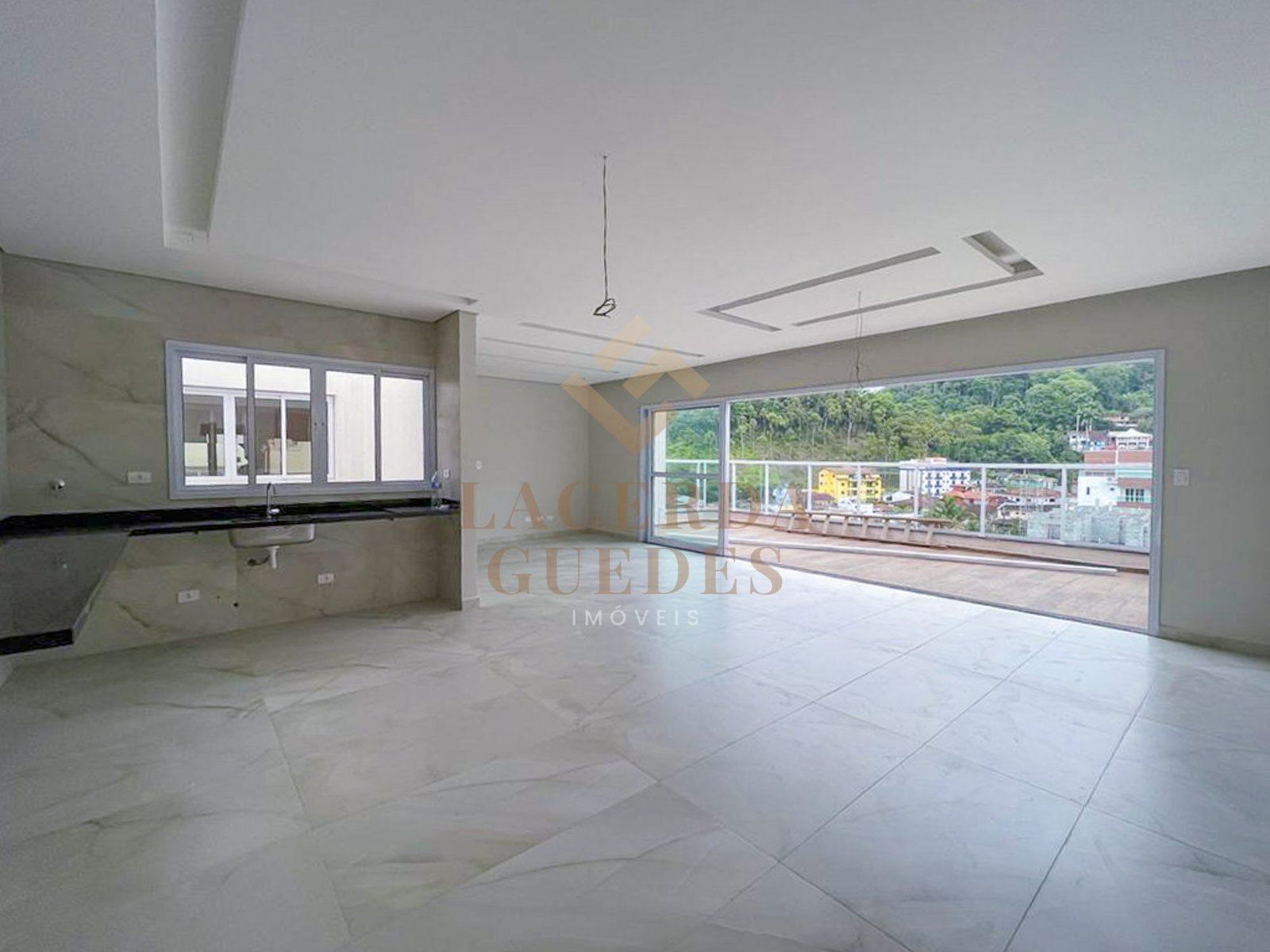 cobertura-toninhas-varanda-gourmet Sala de estar com acesso à varanda e vista externa