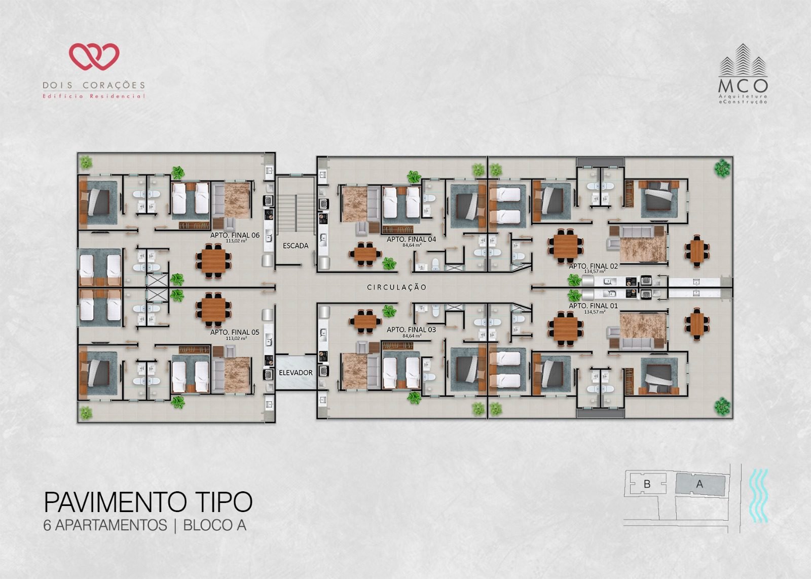 apartamento-frente-mar-itagua-dois-coracoes (20) Planta do pavimento do Residencial Dois Corações