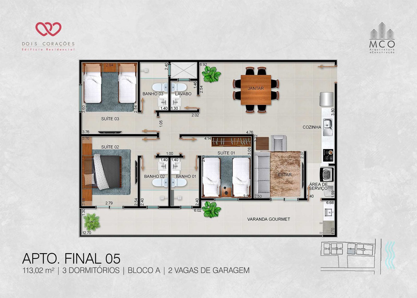 apartamento-dois-coracoes-itagua-113m2 (1) Planta do apartamento de 113,02 m² com 3 suítes no Residencial Dois Corações