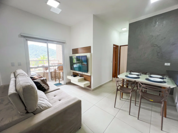 Sala de estar e jantar do apartamento de 54,3 m²