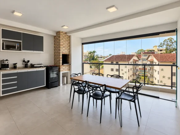 Varanda gourmet do apartamento de 112 m² no Duo Itaguá