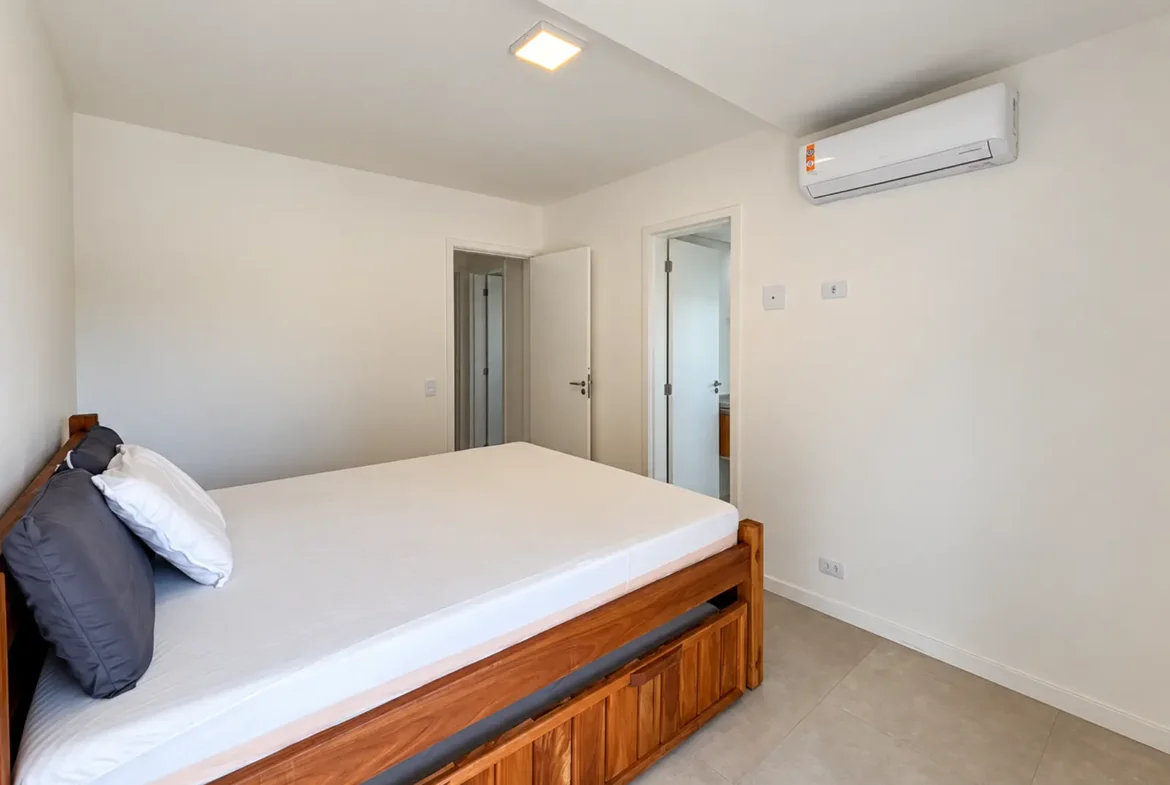 Suíte do apartamento de 85 m² no Duo Itaguá
