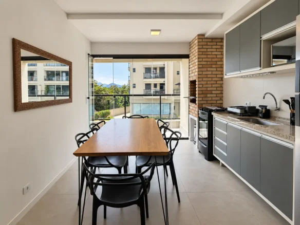 Varanda gourmet do apartamento de 85 m² no Duo Itaguá