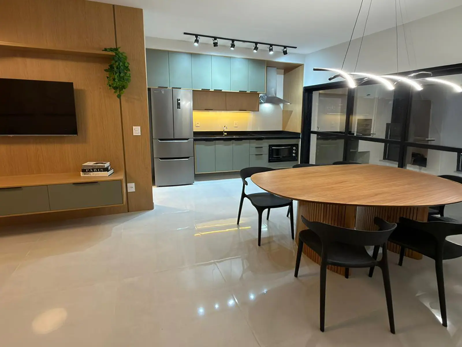 apartamento-vie-saine-toninhas-area-gourmet-integrada-sala-cozinha Cozinha integrada do apartamento no Residencial Vie Saine