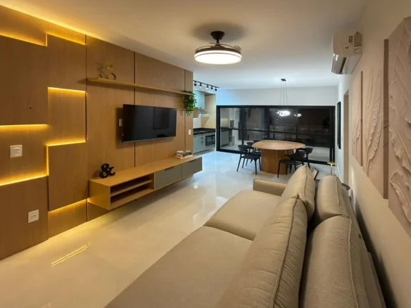 Ambientes mobiliados do apartamento no Residencial Vie Saine nas Toninhas em Ubatuba