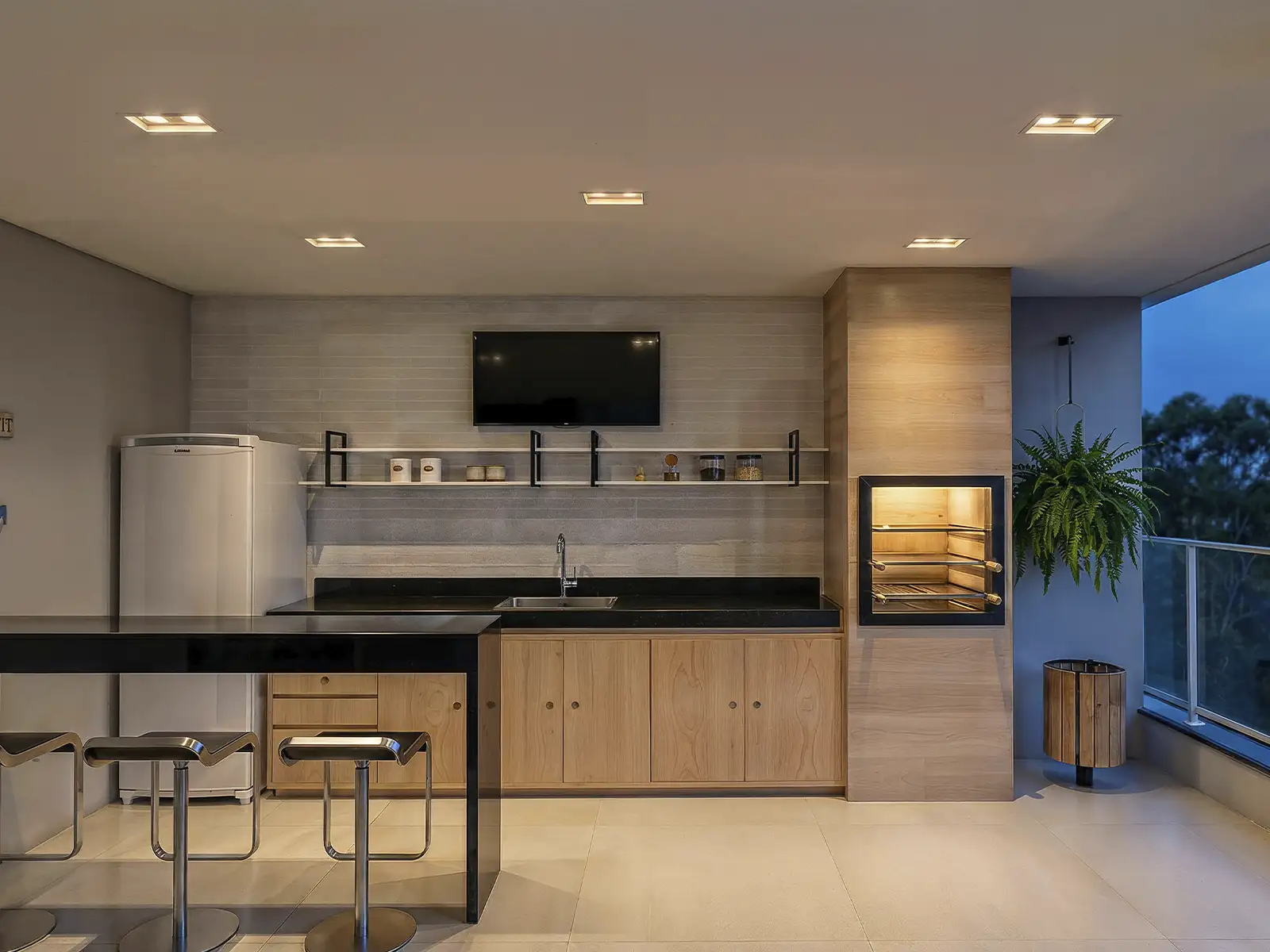 residencial-kaa-centro-ubatuba-69m2-varanda-gourmet Perspectiva da área gourmet do Residencial Kaá