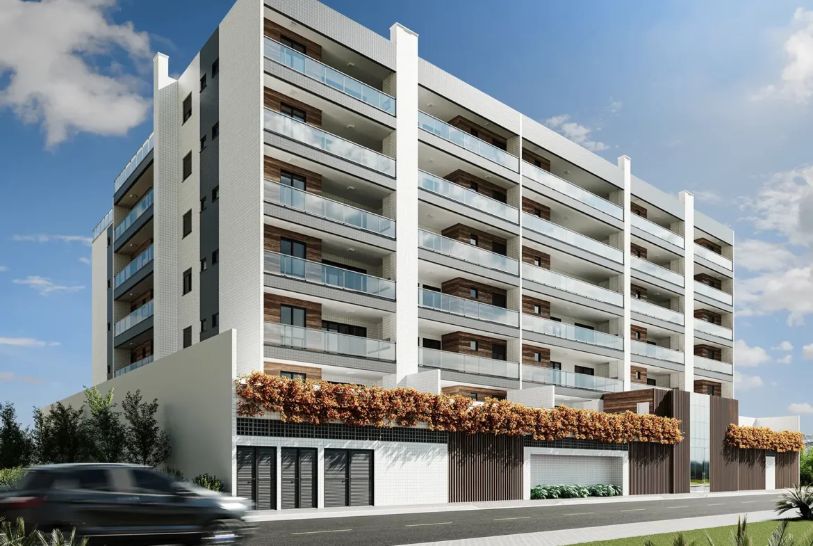 Fachada do Residencial Vie Saine nas Toninhas, em Ubatuba