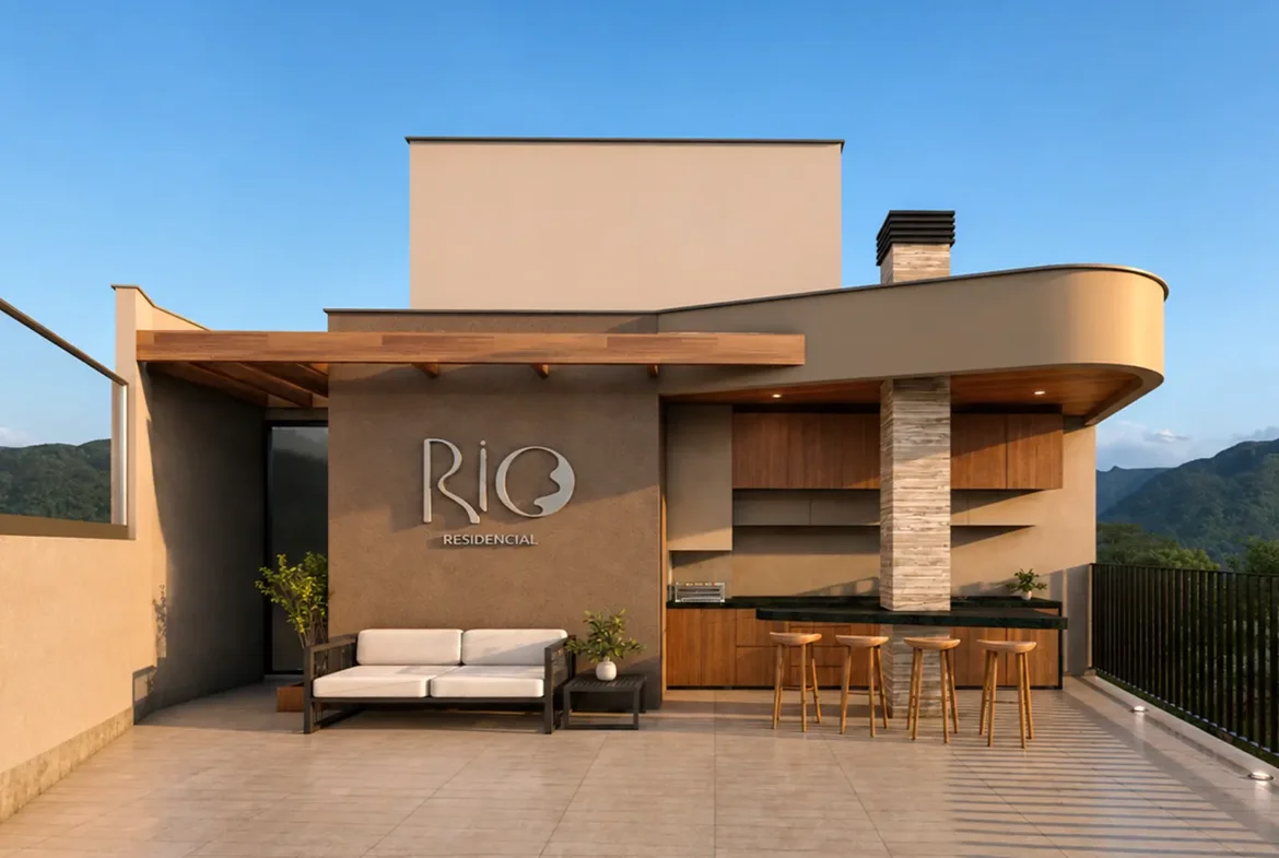 Espaço gourmet com churrasqueira do Rio Residencial
