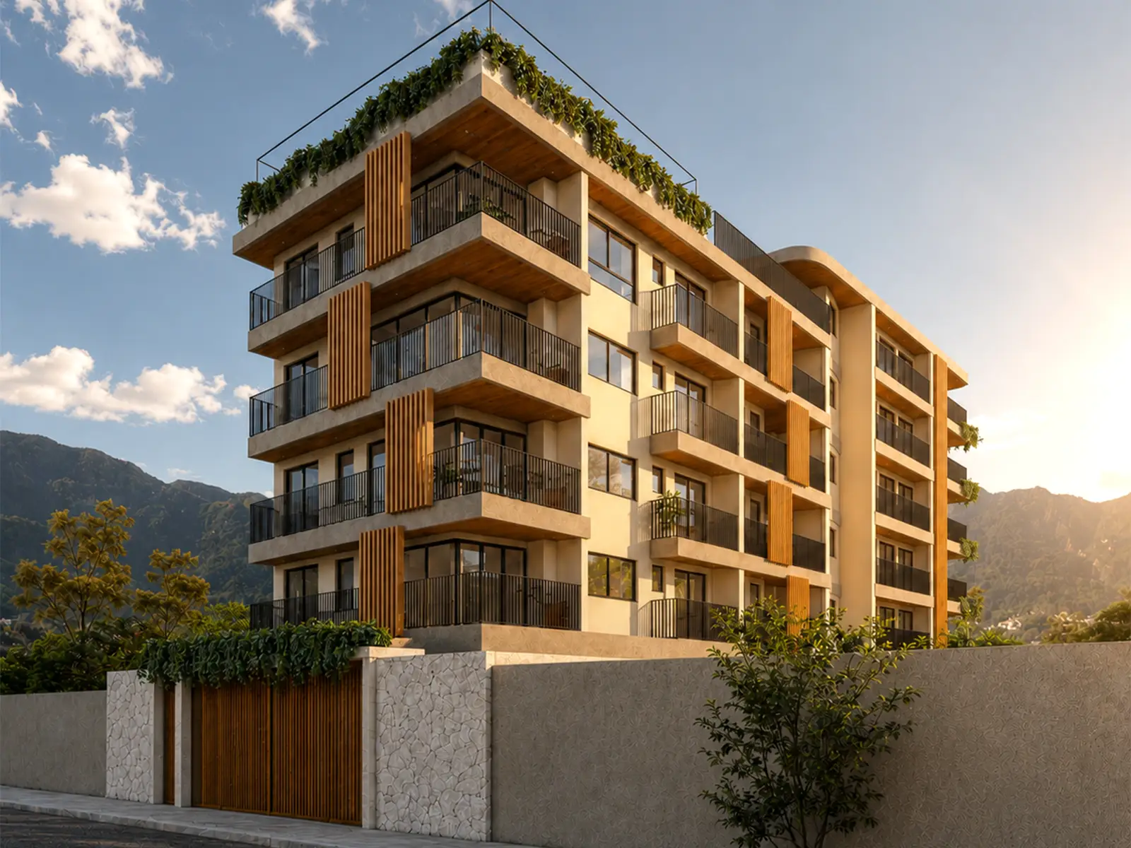 rio-residencial-ubatuba-lancamento-preco-de-custo-14 Fachada em perspectiva do Rio Residencial no Centro de Ubatuba